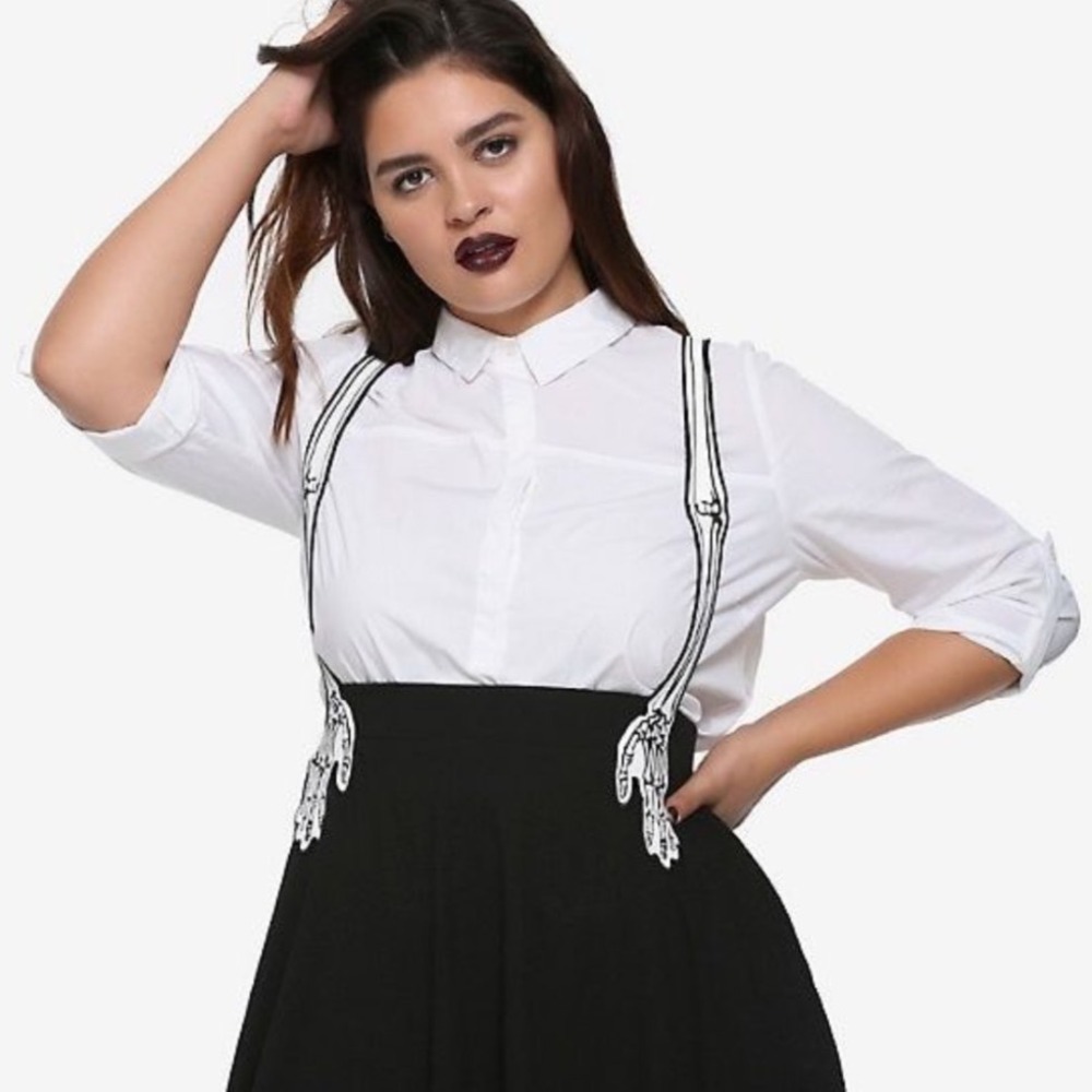 Hot Topic Skeleton Arm Suspender Skirt Black Gothic Skater Mini whimsigoth Med